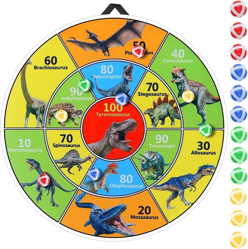ZOHANINDL 30 Inch LED Dart Board Kids Game,12PCS Sticky Balls,Indoor/Outdoor Sports Carnival Games Yard Party, Suitable for 3 4 5 6 7 8 9 10 Years Old Boys and Girls Birthday Gifts Dinosaur Toys - Image 2